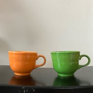 Fiesta Vibrant Orange and Green Ceramic Mugs